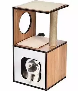AmazonBasics Single Scratching Post Wooden Cat Tree Furniture