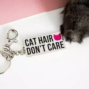 Cat Hair Don't Care Keyring