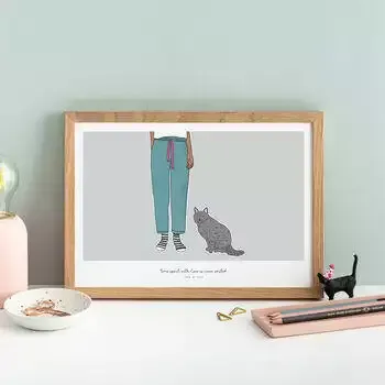 Cat Lovers Personalised Pet Portrait Print