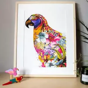 Jungle Floral Parrot Print