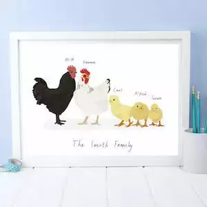 Personalised Hen Family Print
