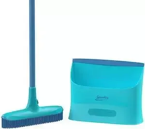 Spontex Catch & Clean Indoor Rubber Broom and Dustpan