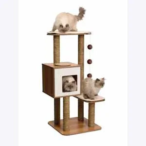 Vesper V High Base Walnut Effect & White Cat Activity Centre