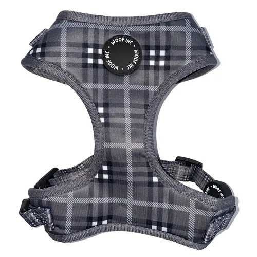 Woof Inc Adjustable Black Tartan Harness 