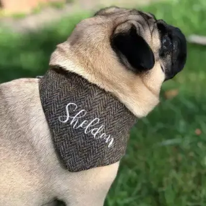 GRUMBLE&GRUMBLE- Personalised Harris Tweed Dog Bandana 